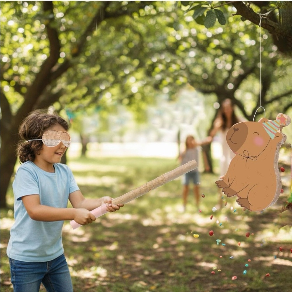Capybara Piñata Party Set – Includes Stick, Blindfold & Confetti – New - Picture 4 of 7